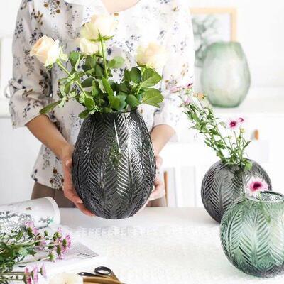 Nordic Glass Vase Decoration Green Black Transparent Home