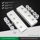 免打孔无框玻璃推拉门吊轮 加厚吊片平移门轨道滑玻璃吊滑门配件