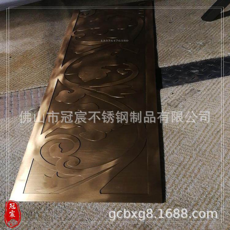 不锈钢水镀制品散件 手工乱纹拉丝镀铜 青古铜装饰板