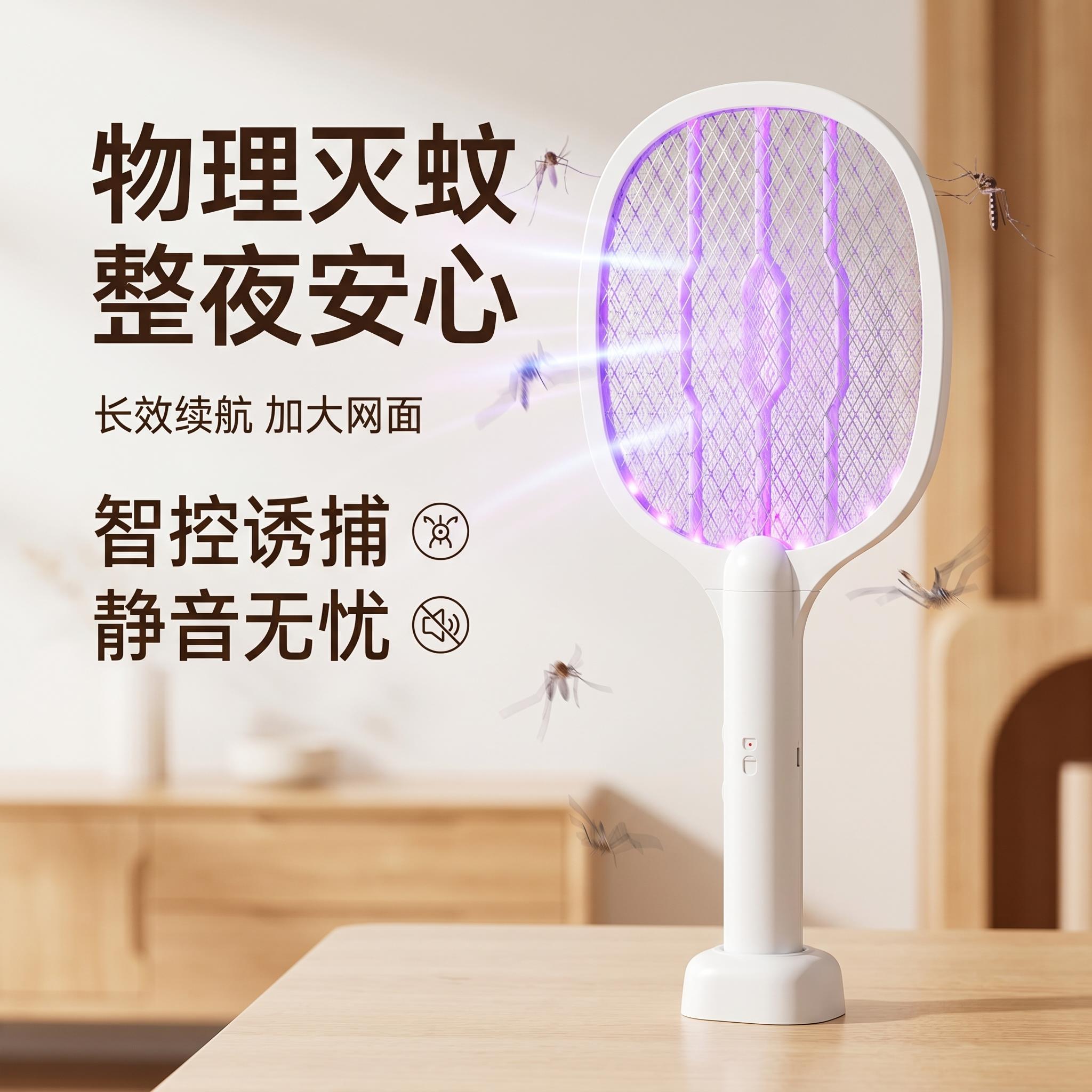 电蚊拍2026新款家用自动诱蚊电击式天网灭蚊拍二合一折叠式驱蚊器图片