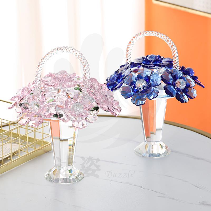 达姿水晶花篮客厅卧室餐桌格子柜电视柜美女办公室装饰品创新摆件