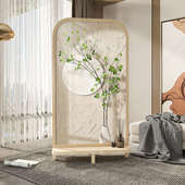奶油风可移动屏风隔断客厅北欧绿植入户玄关卧室装 饰遮挡置物座屏
