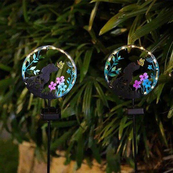 Solar Garden Lights Dog Butterfly Projection Design Yard - 实物图