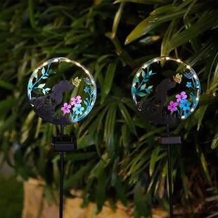 Solar Garden Lights Dog Butterfly Projection Design Yard