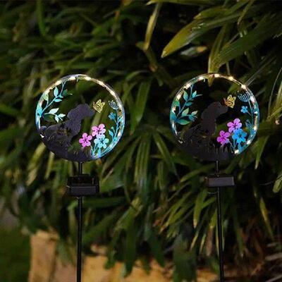 Solar Garden Lights Dog Butterfly Projection Design Yard
