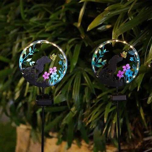 Solar Garden Lights Dog Butterfly Projection Design Yard