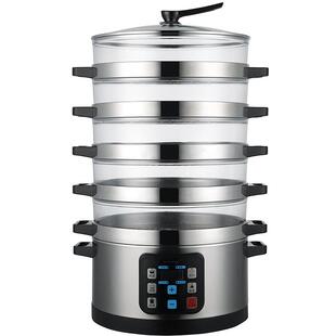 山姆斯商用透明电蒸锅多功能多层不锈钢电蒸笼可定时预约保温