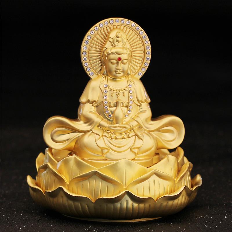 正品车件观音萨莲花座汽车菩佛像车内高档男士车上中摆控台装饰用