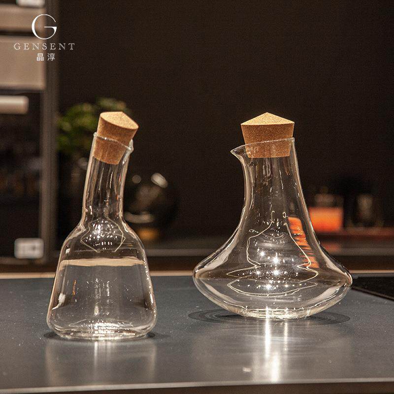 晶淳 现代极简风带瓶塞冷水壶 醒酒器玻璃酒壶家用 客厅餐桌摆件