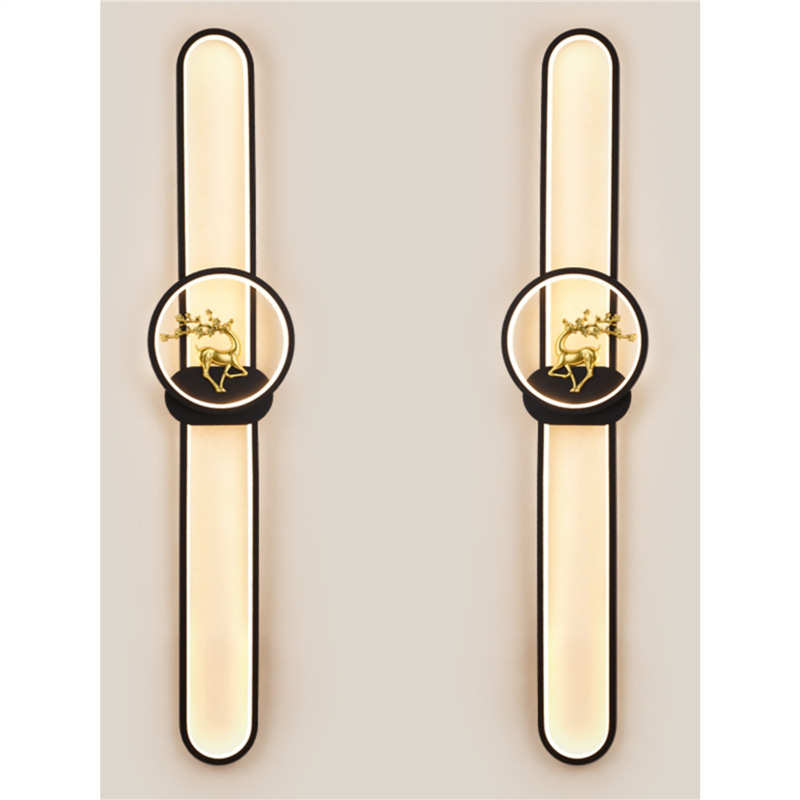 长条鹿壁灯客厅电视背景墙现代简约轻奢格栅灯极简壁灯卧室床头灯