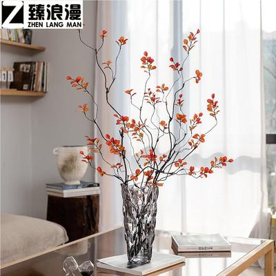 客厅摆件高端大气上档次绿植日式侘寂风仿真秋枫叶假花绿植餐桌枯