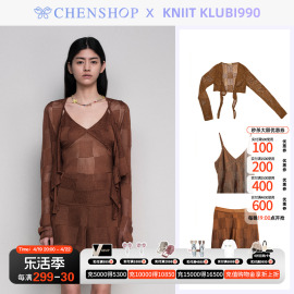 KNiiT KLUBI990镂空棋盘格吊带长袖上衣短裤CHENSHOP设计师品牌