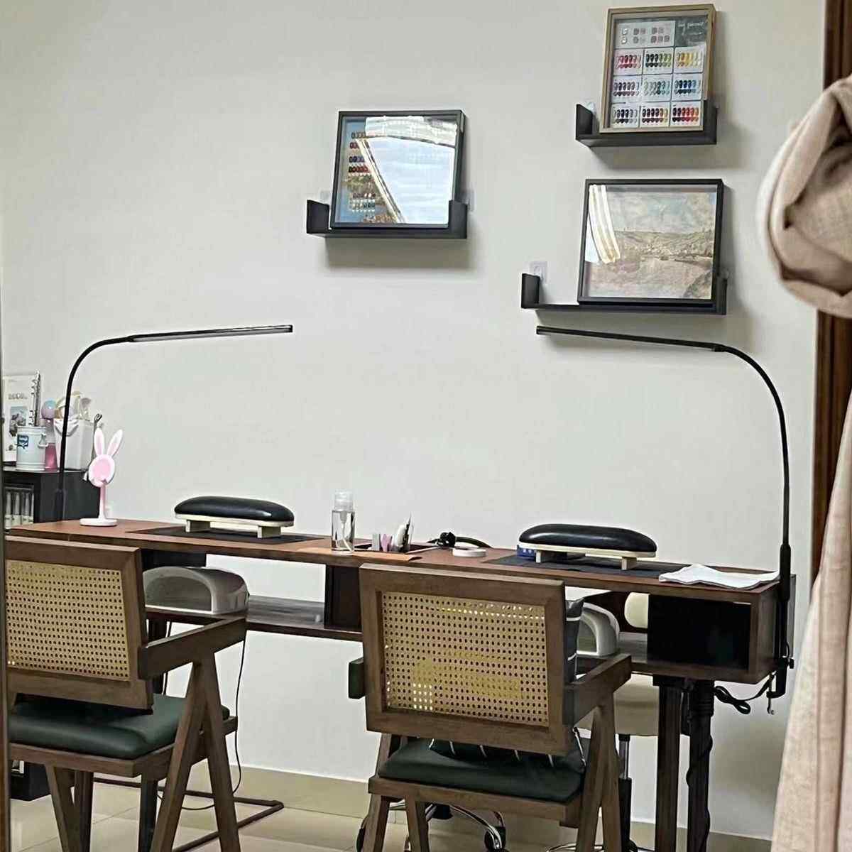 美甲实约木胡古桃桌子美851家用复台单双人简吸尘器式桌椅套装经