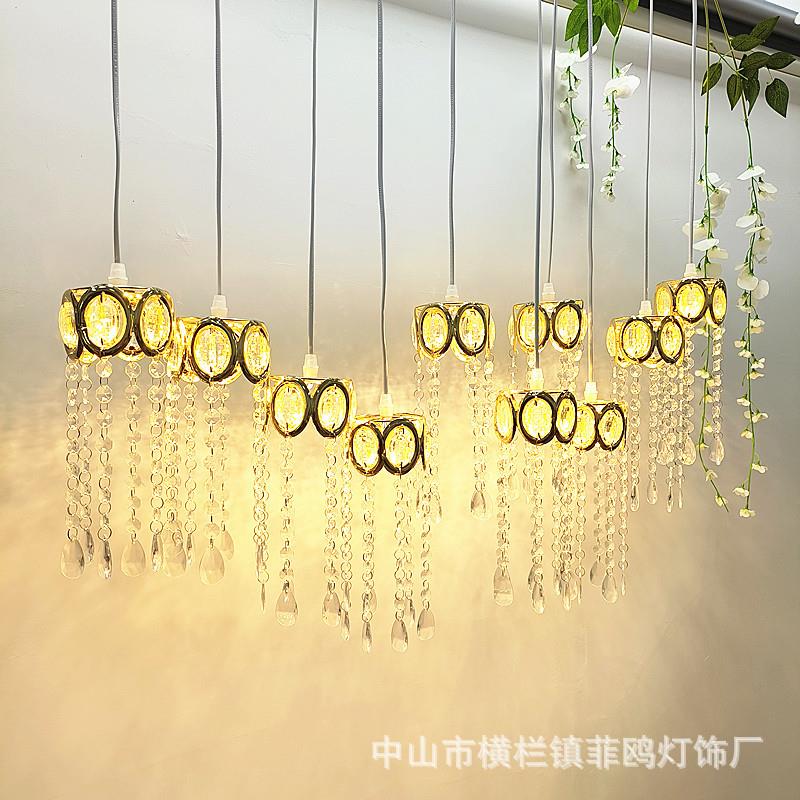 婚庆10头牛眼水晶吊灯婚礼装饰布置道具舞台吊顶灯铁艺电镀喜庆
