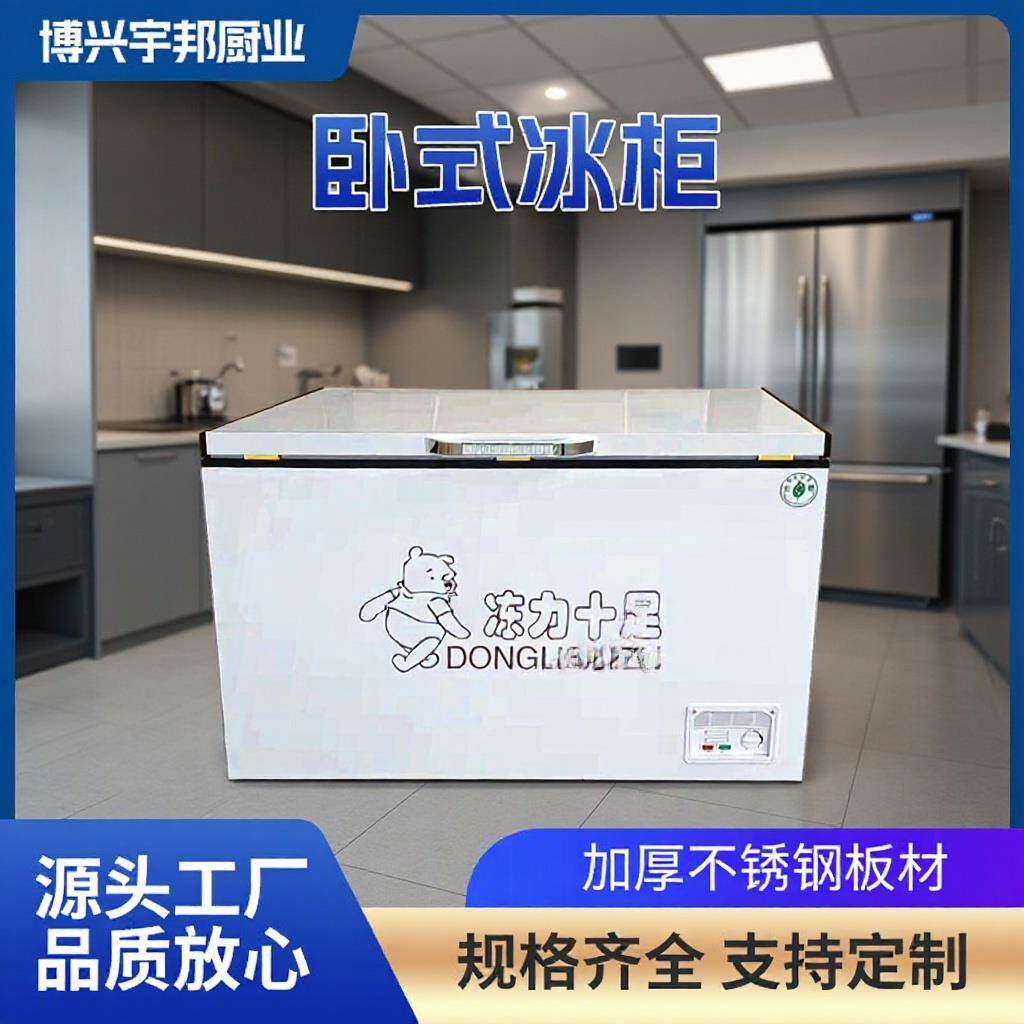 卧式冰柜商用大容量制冰机冰箱家用冷冻保鲜双温冷柜铜管制冷展示