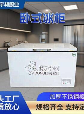 卧式冰柜商用大容量制冰机冰箱家用冷冻保鲜双温冷柜铜管制冷展示