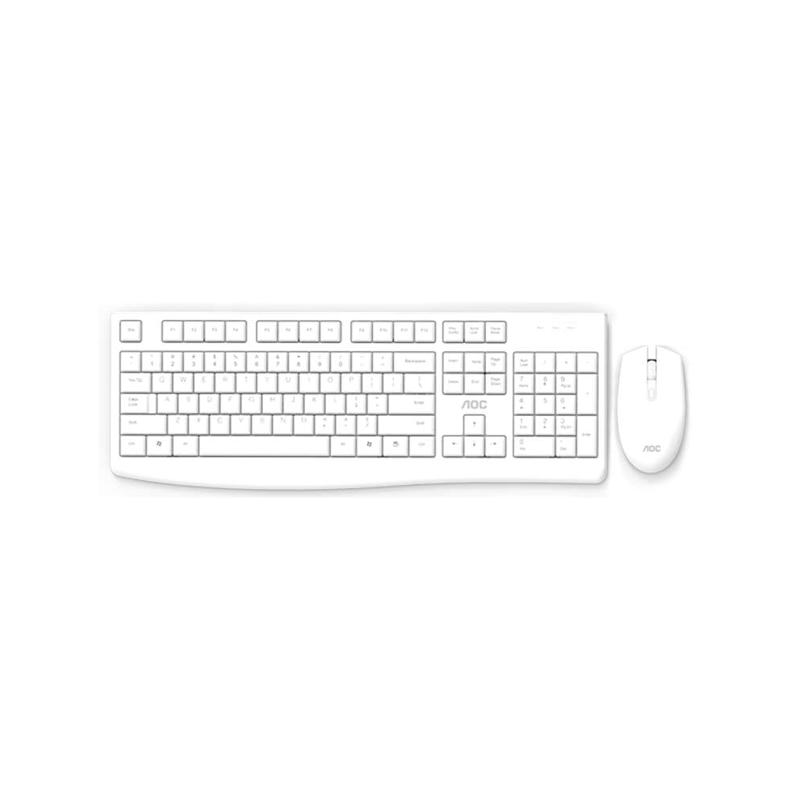 AOC KM220无线键鼠套装外接电脑办公家用白色键盘鼠标打字专用