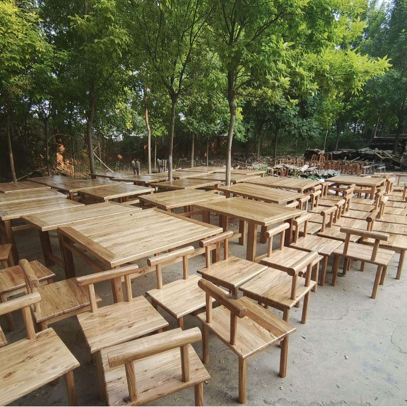 老榆木八仙桌实木小户型餐桌饭店民宿方桌新中式原木仿古茶桌茶几
