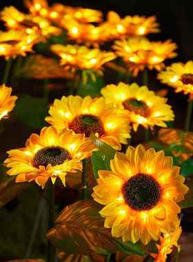 新阳能院地插烟花灯蒲公英铜线灯向日葵款花灯户外庭太RFN草坪装