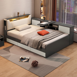 单人床成人1.2米床现代简约高箱储物床带抽屉，小户型榻榻米收纳床