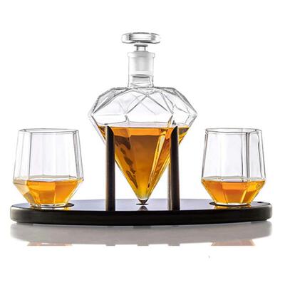钻石造型玻璃盛酒器创意高硼硅玻璃醒酒器威士忌酒瓶酒杯醒酒器