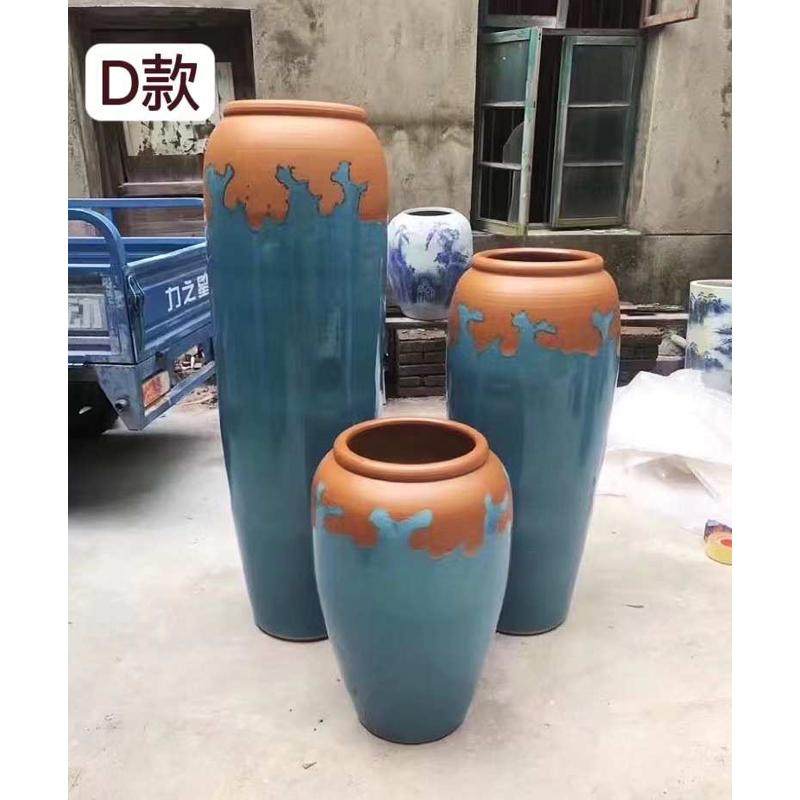 景德镇厂家手工落地大陶罐酒店庭院别墅餐厅民宿插陶瓷花瓶软装饰