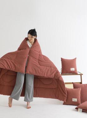 A类汽载一抱枕被被子用办公室午睡车懒两TXG人被披肩三合可机洗厂