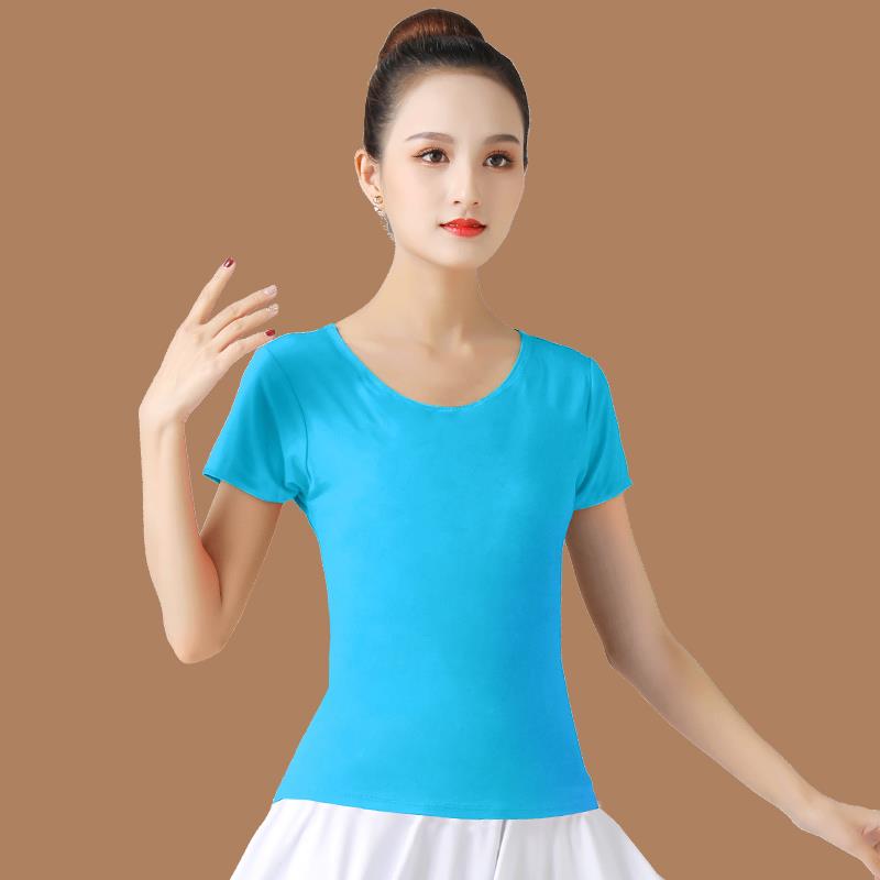 新款2024新款中老年广场舞短袖服装舞蹈服女上衣练功服大妈跳舞衣