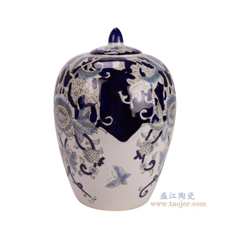 景德镇陶瓷冬瓜罐青花瓷插花瓶家居仿古装饰品客厅电视柜收藏摆件