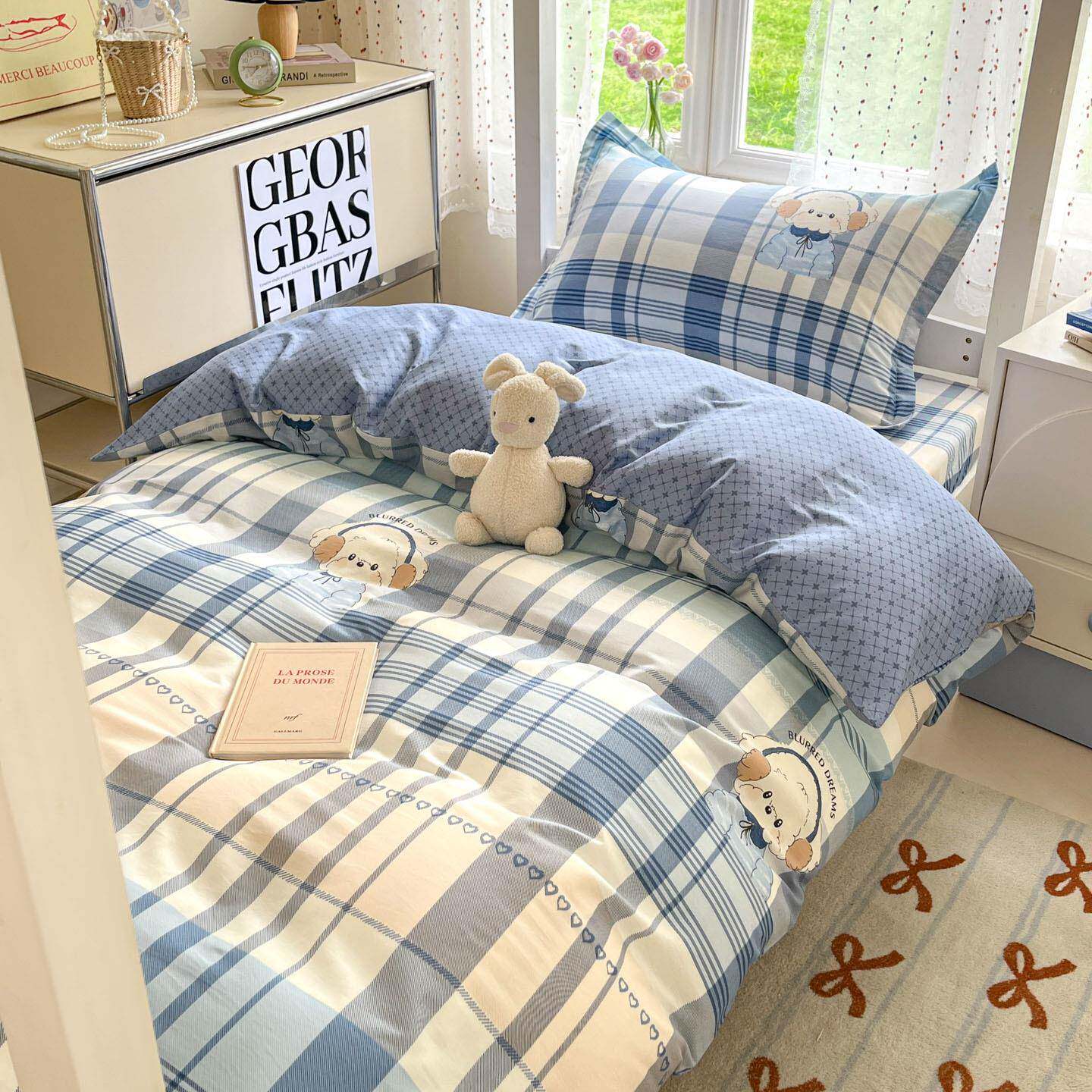 学生宿舍三件多件套全棉床单六件套被单人床垫被褥寝室上下铺全套