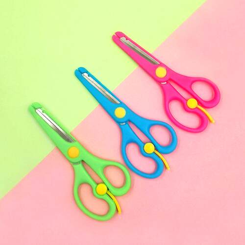 Student Safety Scissors, Anti-Pinch with Elastic Plastic, Ch