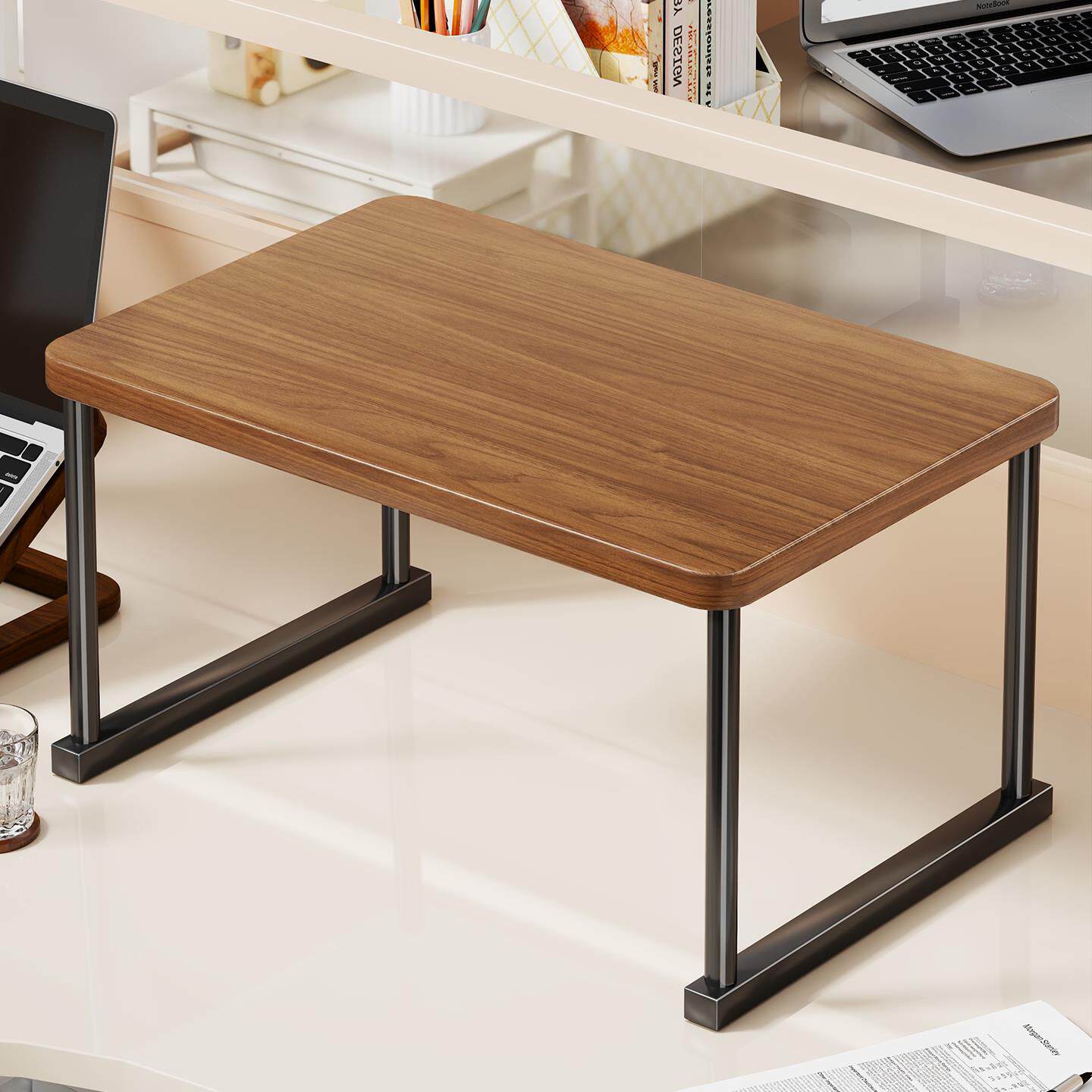 实木打印机置物架桌上双层复印机支架办公室桌面收纳架子桌上书架