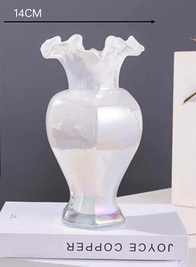 欧式手工玻璃花瓶石榴六角花瓶客厅餐桌家居插花器皿工艺品摆件