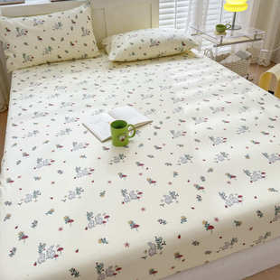 卡通加厚老粗布床笠单件儿童席梦思床垫保护套罩防滑全包床单1.5m