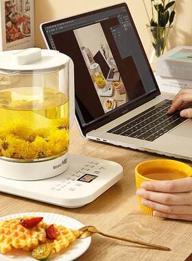 kawu卡屋白色养生壶办公室多功能煮茶器家用烧水壶煮花茶养生玻璃