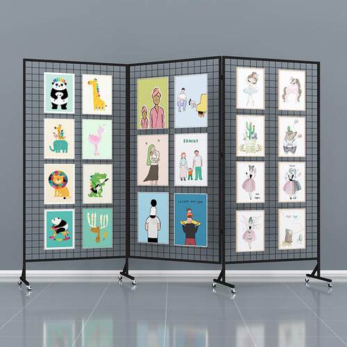 幼儿园作品展示架折叠网格展示架移动户外美术绘画书法展览架批发