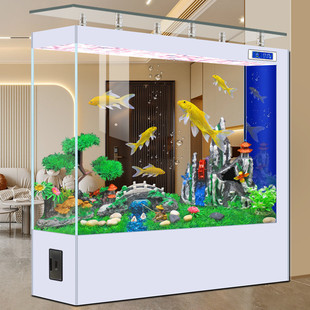 方形吧臺缸金晶超白玻璃大型客廳家用魚缸水族箱 2023新款