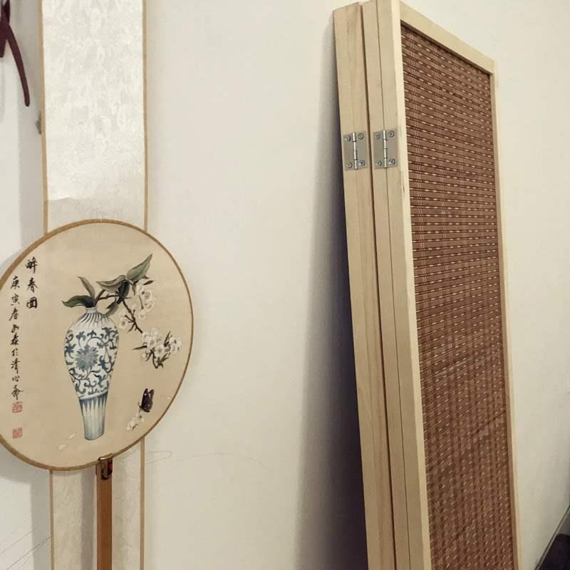 屏风隔折屏015日玄式关客餐厅间隔折断屏阳台屏风竹室编木质内基