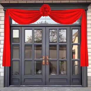 大红花球婚礼新房装修大红花波形迁入新家悬挂大红粗布揭幕布