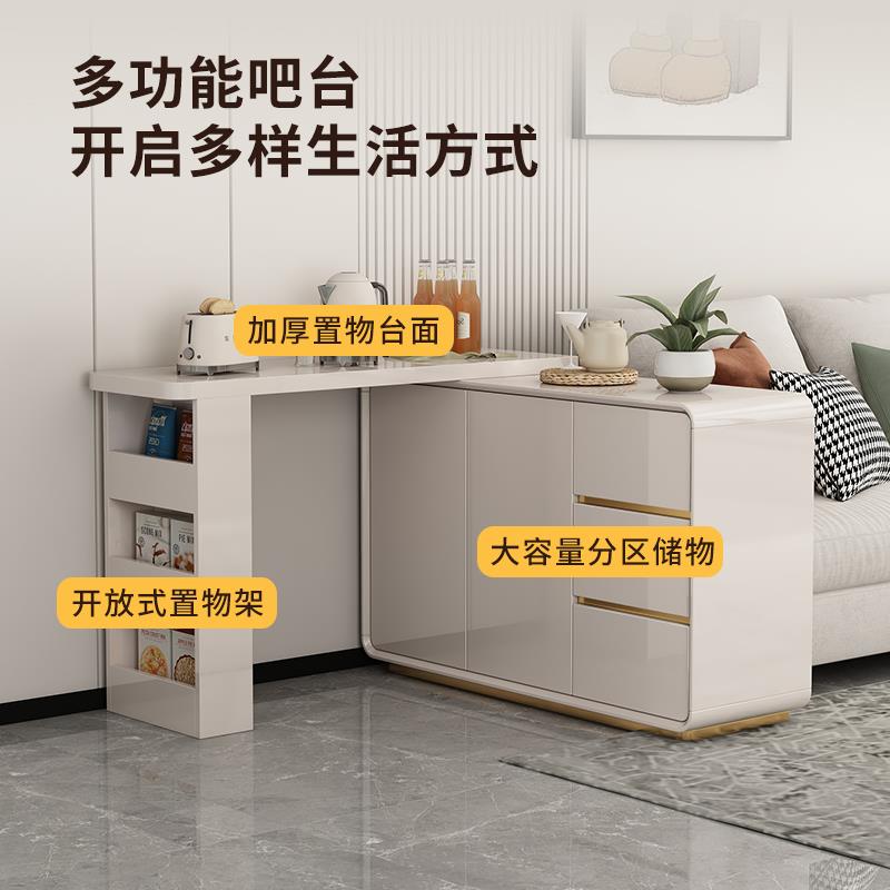 现代简约吧台桌柜家用可伸缩客厅餐边柜隔断一体靠墙小户型储物柜