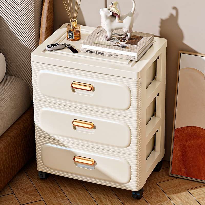 35cm带轮抽屉收纳柜家用床头柜置物柜卧室储物柜床边桌边柜子