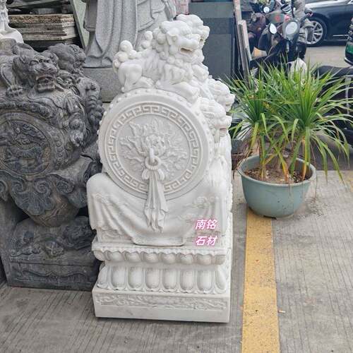 汉白玉抱鼓一对青石仿古小象狮子貔貅石雕门墩户外别墅酒店门口用