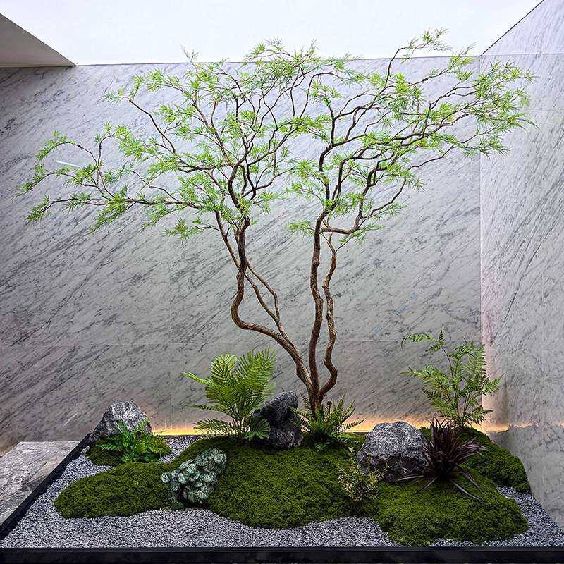 高端彷真羽毛枫叶树马醉木室内假树绿植造景装饰大型榕树橱窗植物