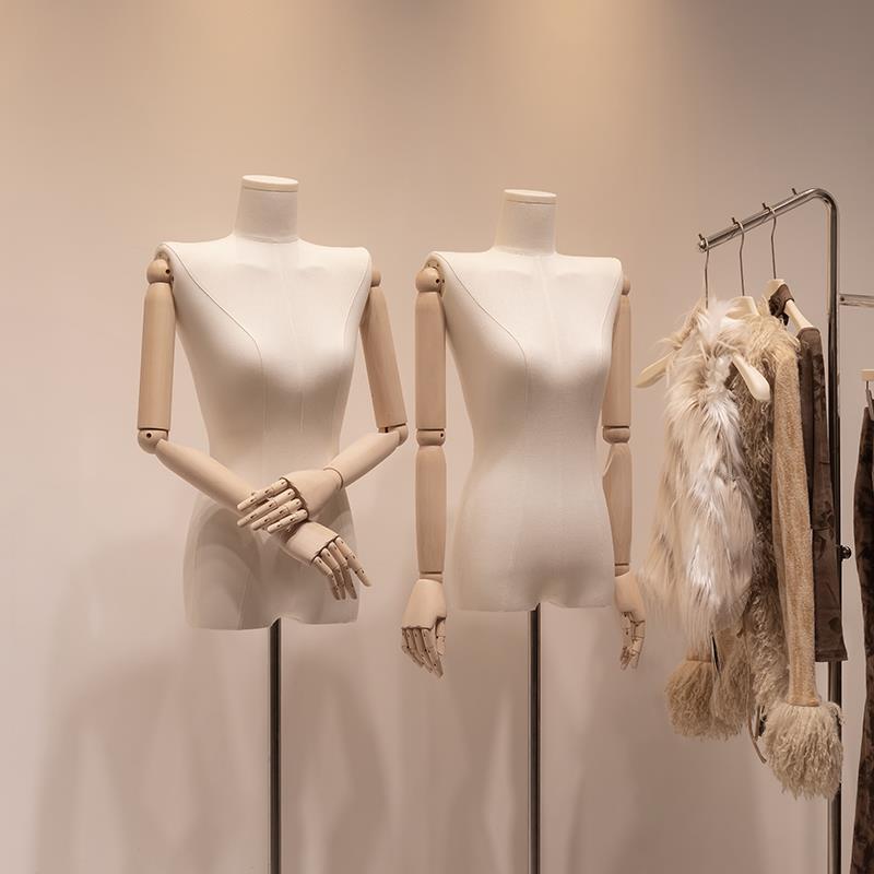 平肩模特展示架全身服装店橱窗道具女人偶半身女装人体直角肩人台