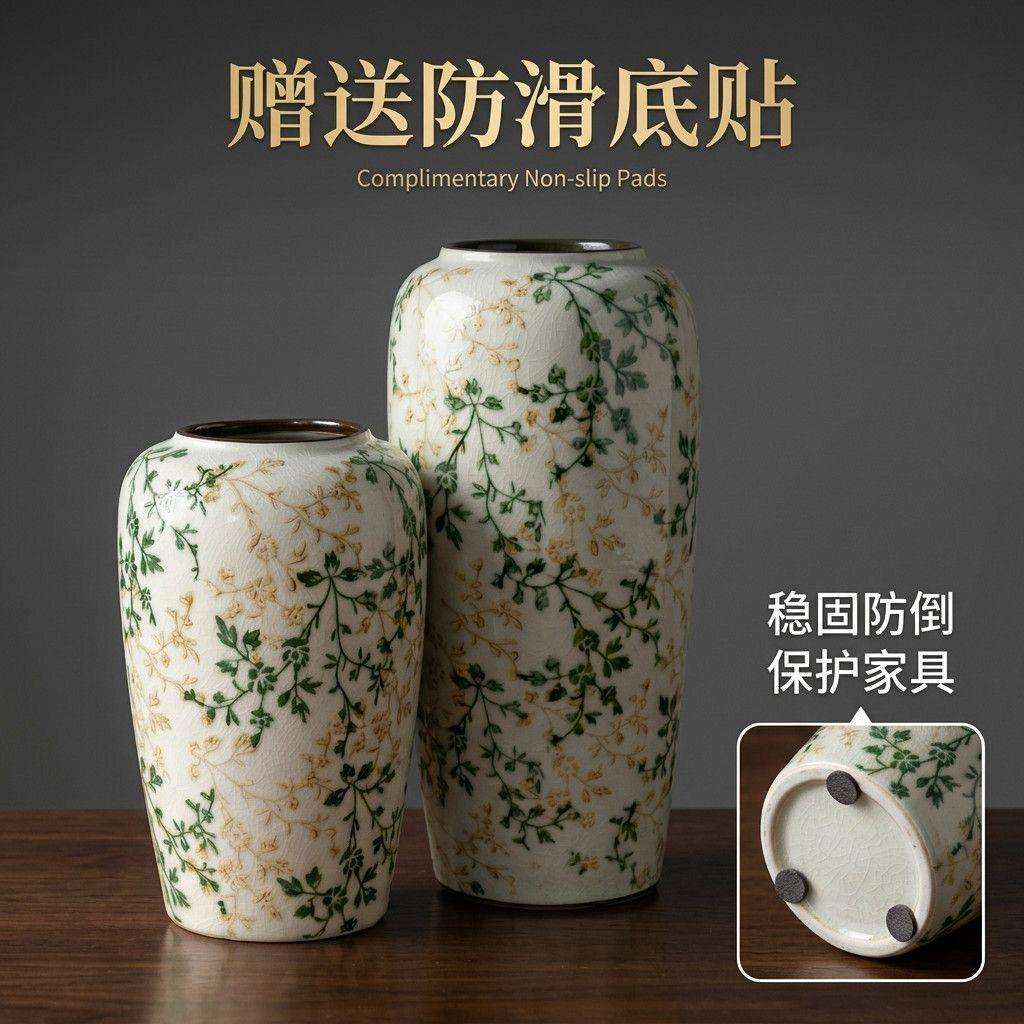 景德镇富贵大花瓶客厅复古百合花古风新中式陶瓷水培花盆陶罐高级