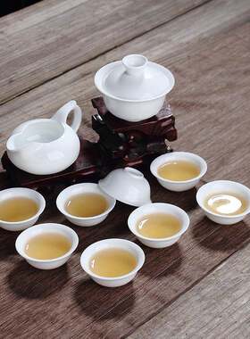 包邮特价陶瓷高白10头茶具套装茶海功夫整套德化陶瓷茶杯礼品