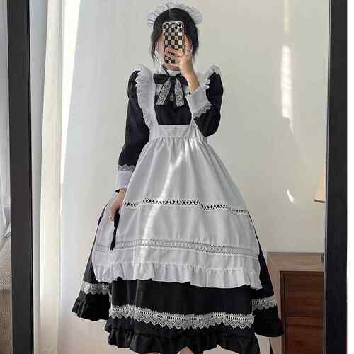 British long sleeved maid outfit, cute dress, plus size