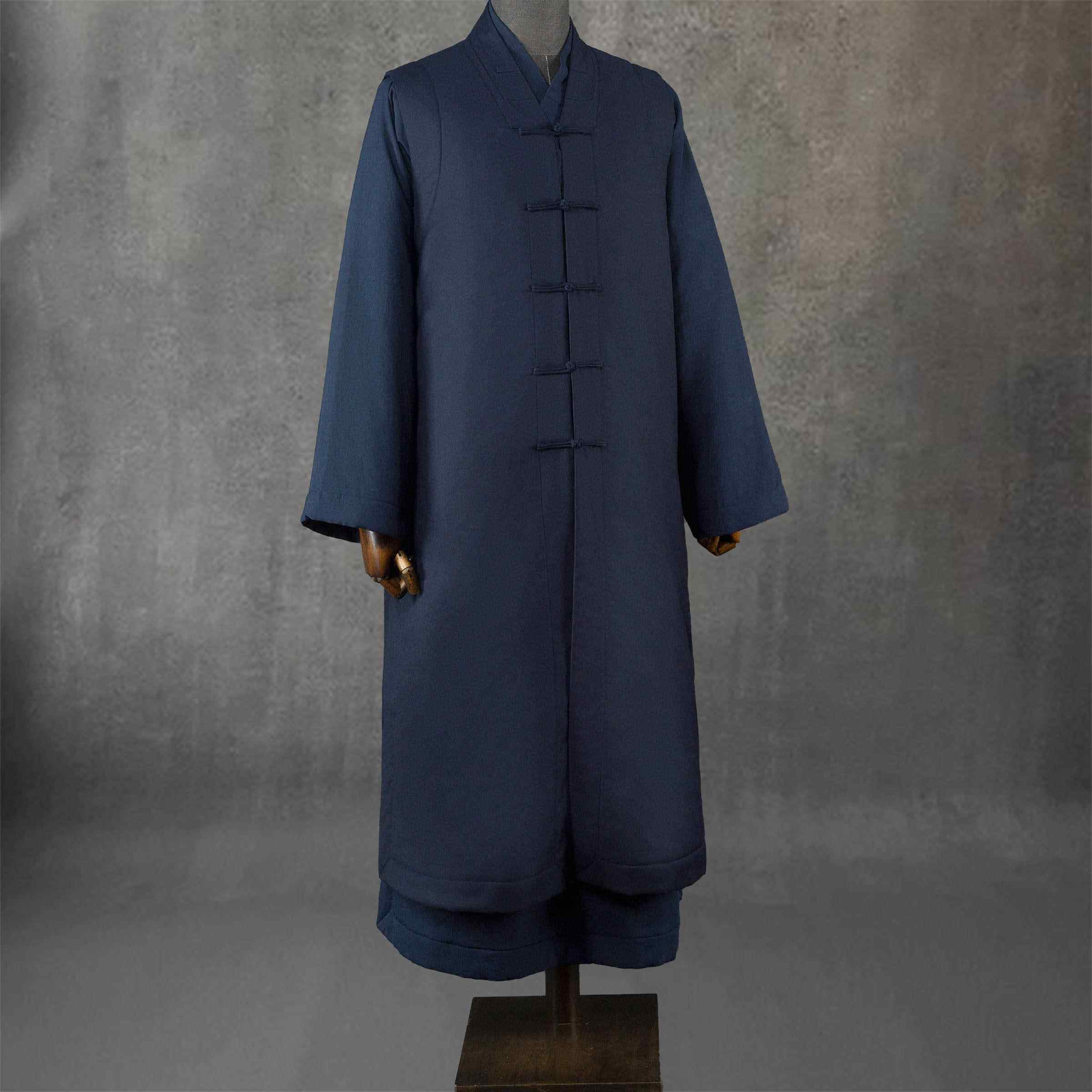 高档长女冬季道士服装男加绒马甲道家道袍坎肩太极服保暖棉背服马