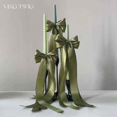 VING TWIG螺纹长杆蜡烛蝴蝶结烛台装饰氛围感婚礼宴会餐桌摆件