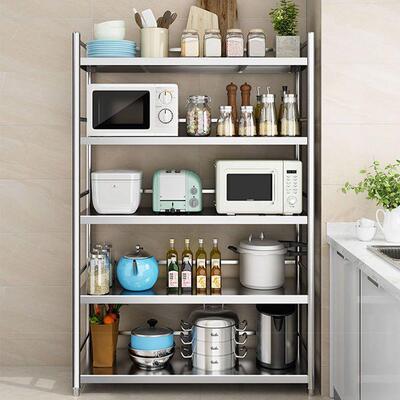 不锈钢置物架落地多层厨房饭店杂物收纳架阳台客厅储物家用货威东